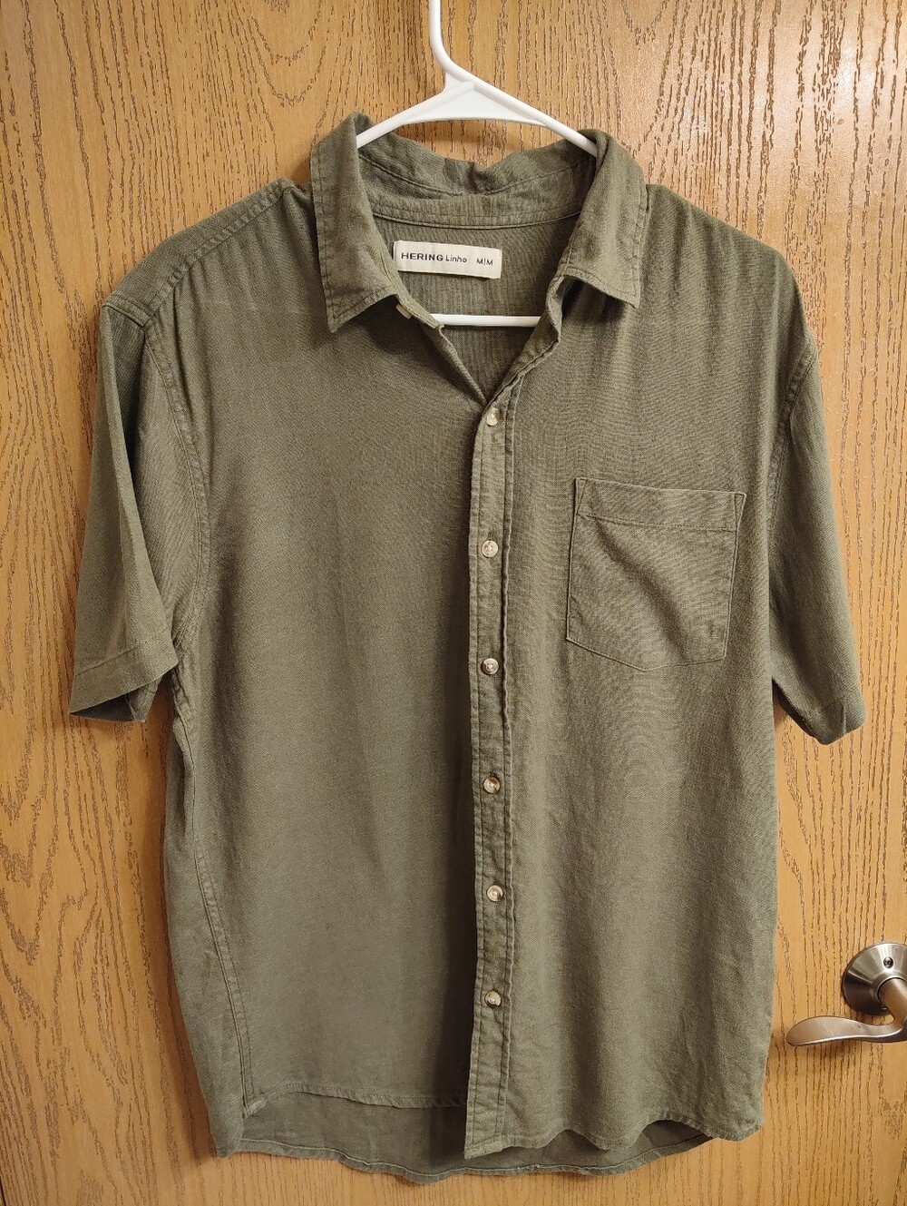Hering Olive Short-Sleeve Button-Front Shirt